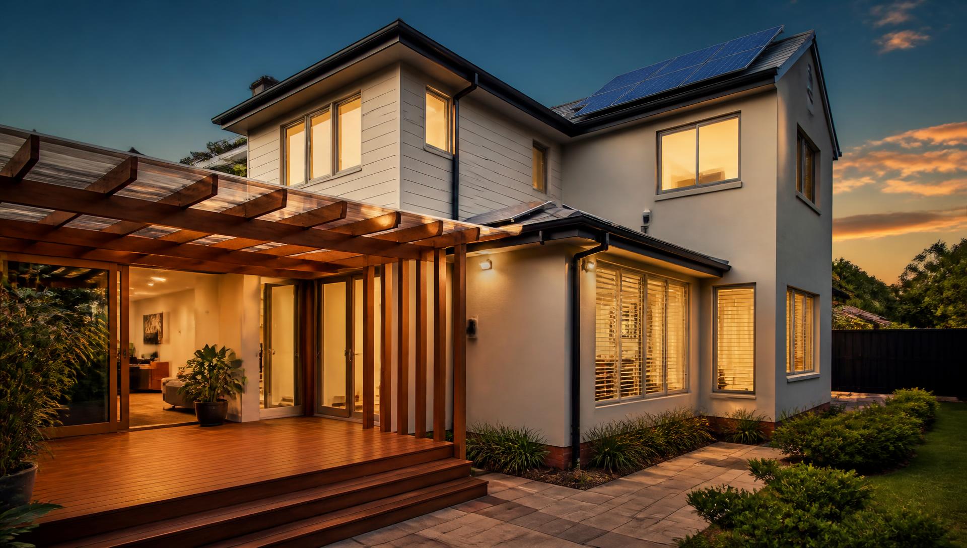 Freshly renovated Australian family home with modern extension, timber deck and rooftop solar